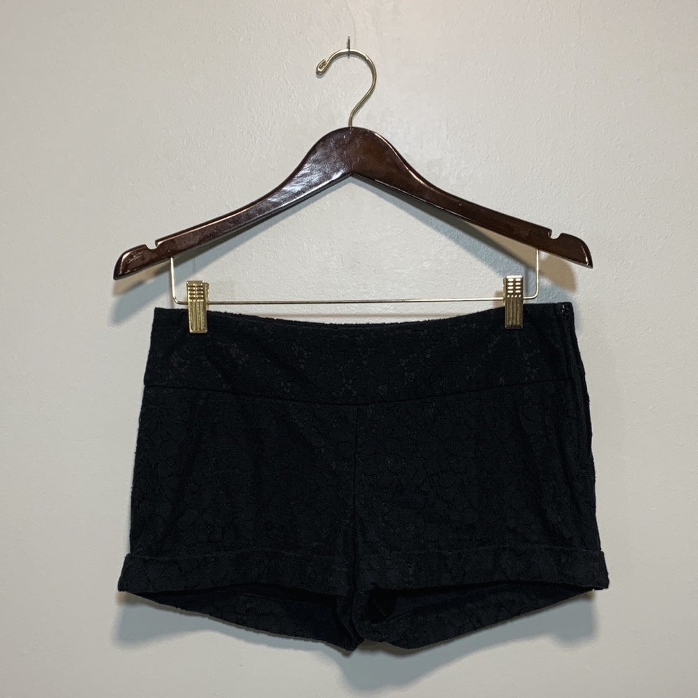 Charlotte Russe - black satin & lace shorts